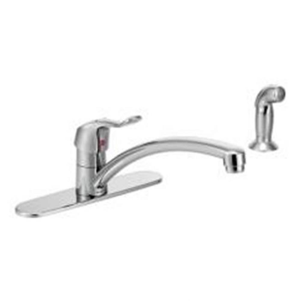 Chrome one-handle kitchen faucet