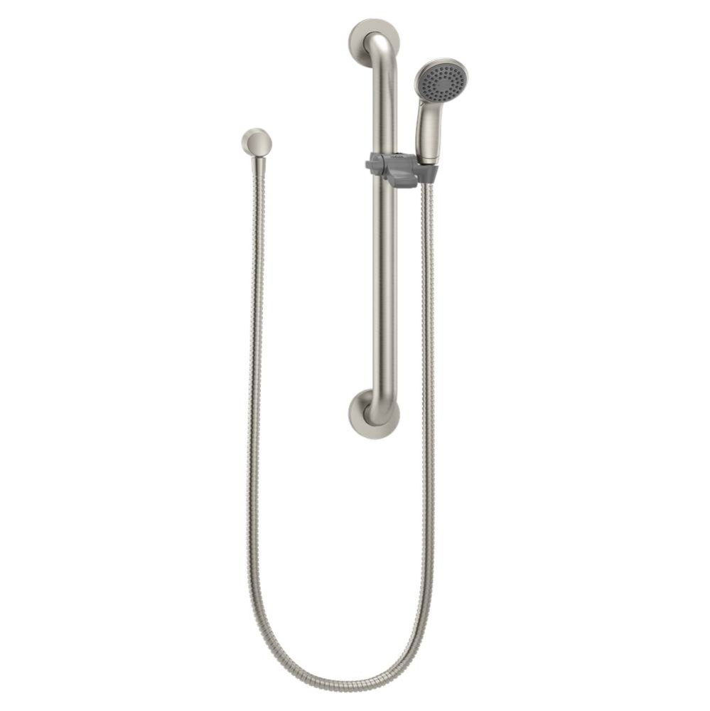 Commercial M-Dura Slide Bar/Grab Bar with Hand Shower, 1-1/2-Inch x 24-Inch, 1.5-gpm, Classic Brus