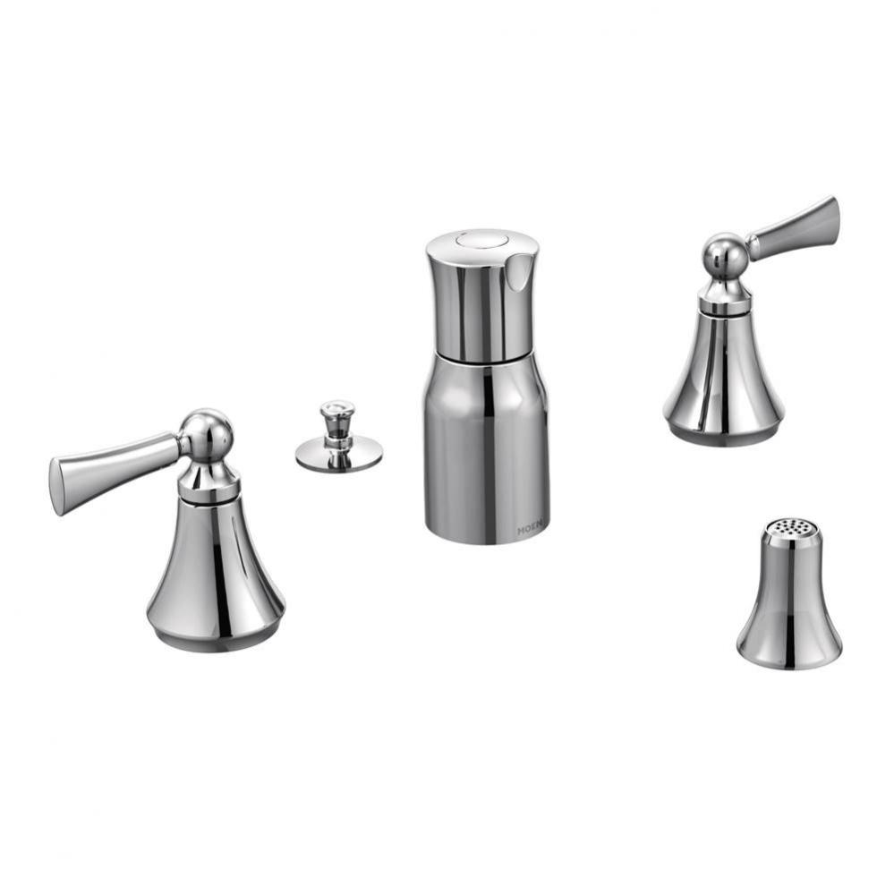 Wynford two-handle bidet faucet (valve not included), Chrome