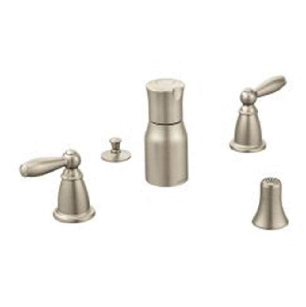 Brushed nickel two-handle bidet