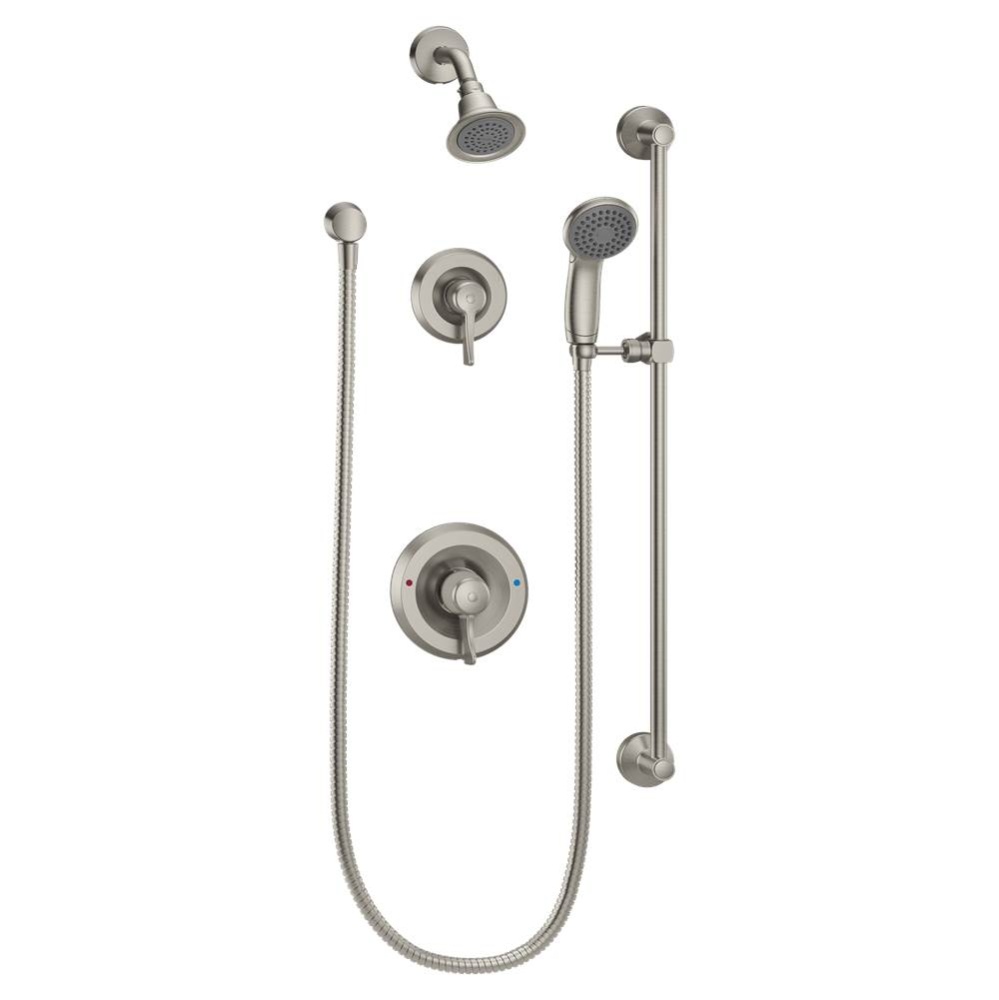 Commercial Posi-Temp Pressure Balancing Shower and Handshower Trim without Valves, Classic Brushed