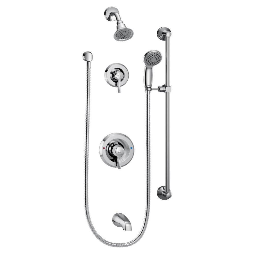 Commercial Posi-Temp Pressure Balancing Tub/Shower System without Valve, Chrome