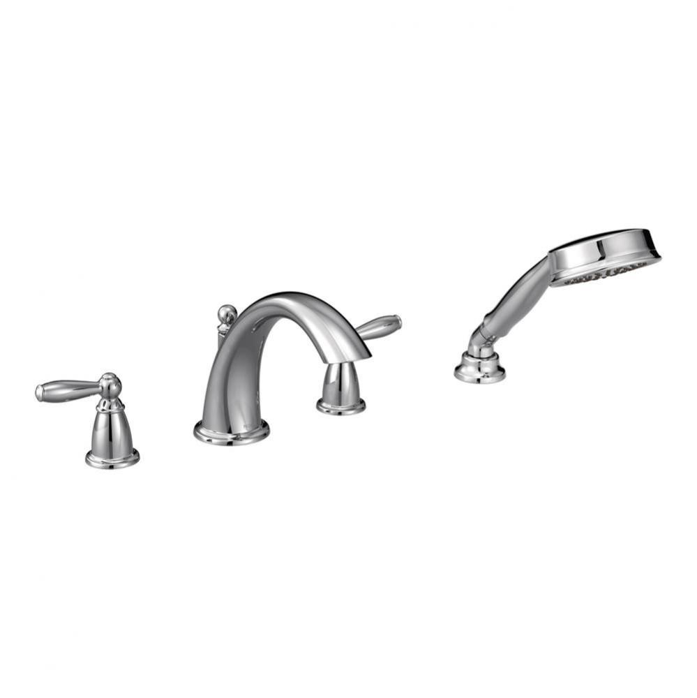Brantford Chrome Two-Handle Low Arc Roman Tub Faucet Includes Hand Shower