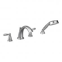 Moen Canada T924 - Brantford Chrome Two-Handle Low Arc Roman Tub Faucet Includes Hand Shower