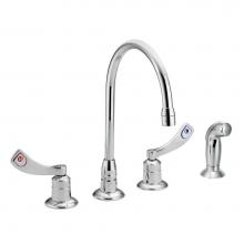 Moen Canada 8244 - Commercial 2-Handle 8 in. Widespread Kitchen Faucet with Sprayer and Wristblade Handles in Chrome