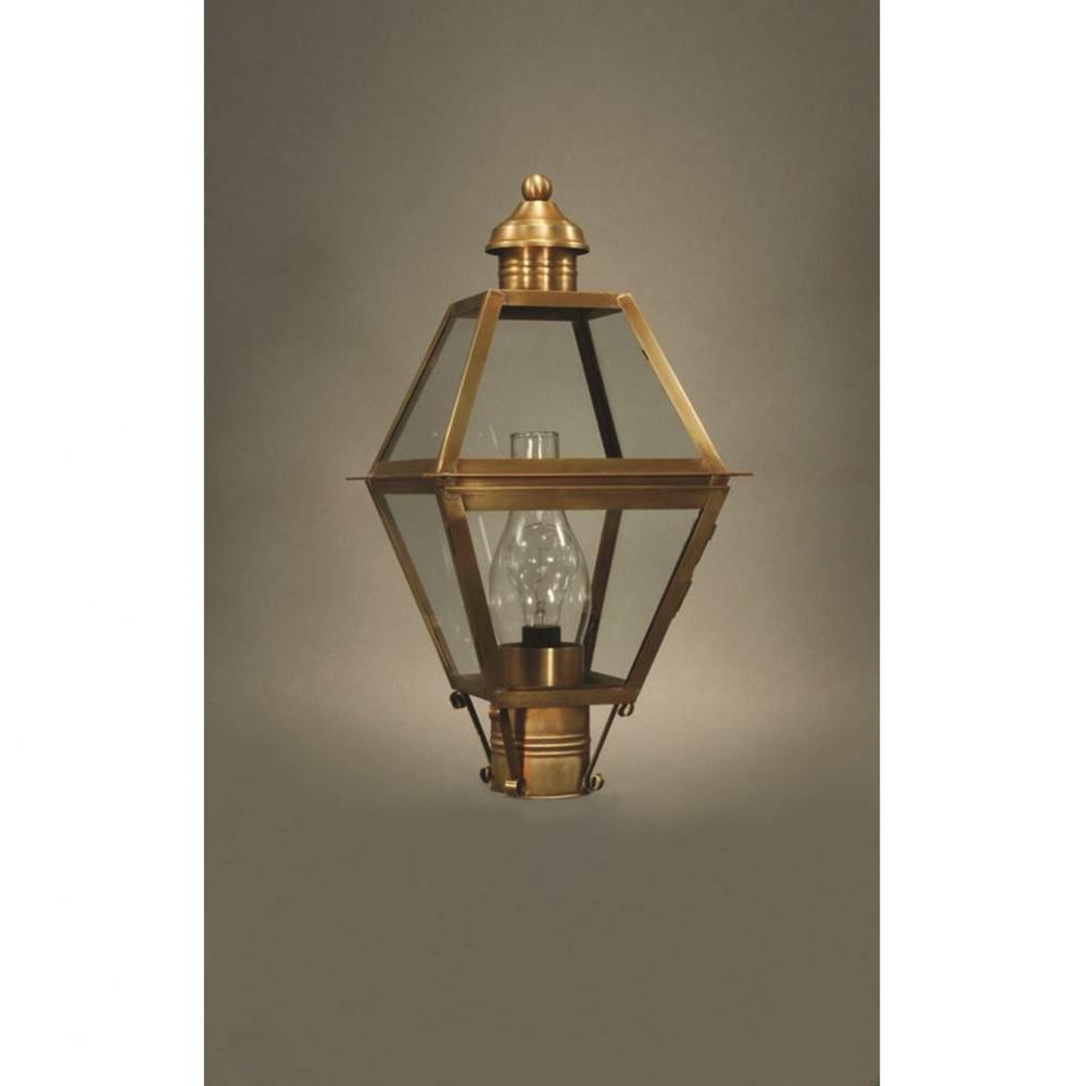 Post Verdi Gris Medium Base Socket With Chimney Clear Glass