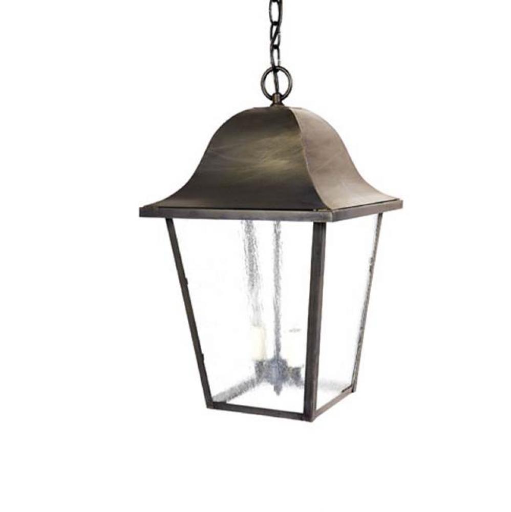 Hanging Dark Brass 2 Candelabra Sockets Seedy Marine Glass
