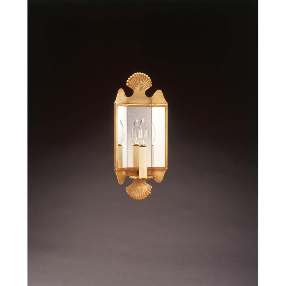 Mirrored Wall Sconce Crimp Top And Bottom Dark Antique Brass 1 Cnadelabra Socket Plain Mirror