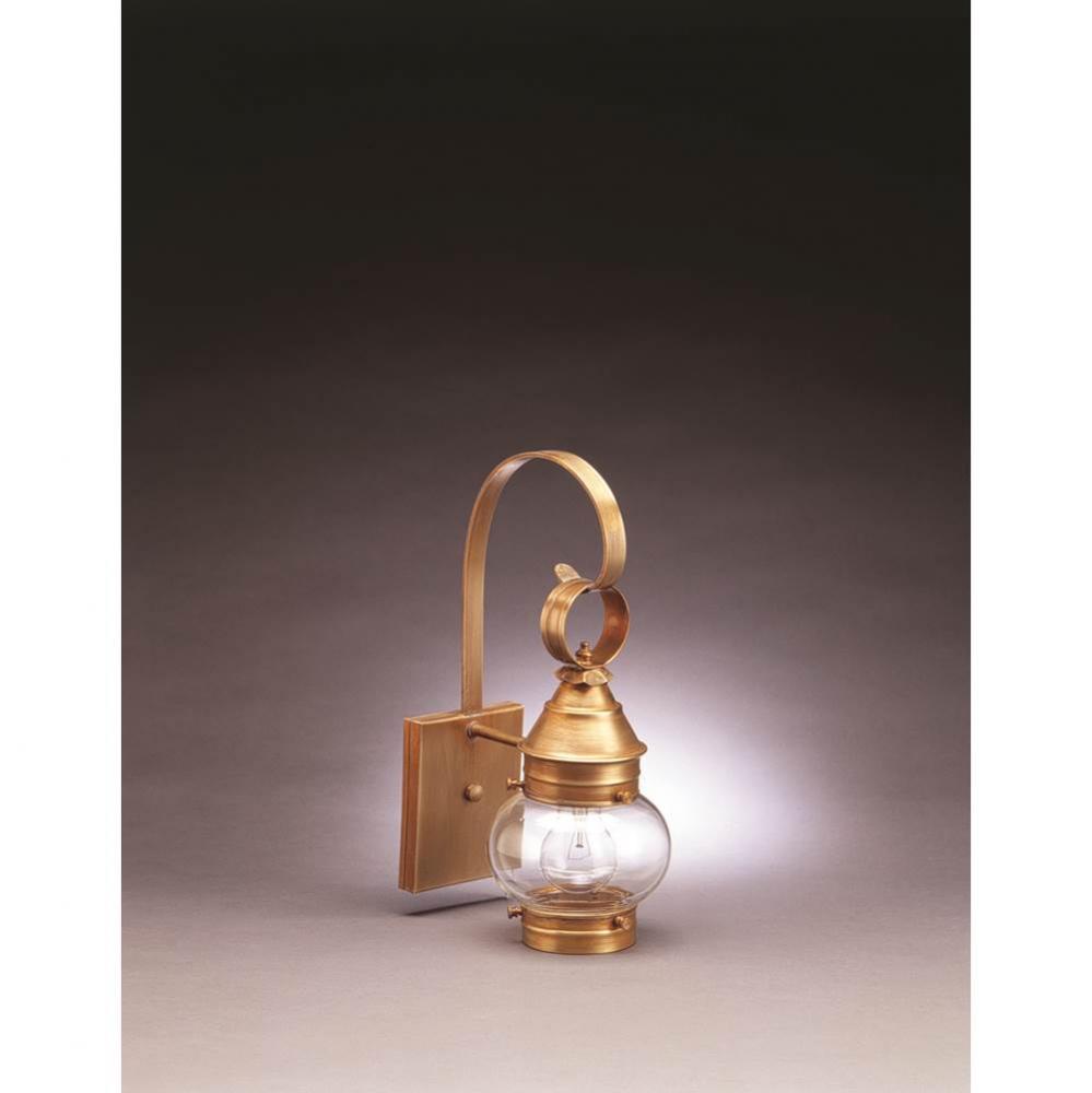 Onion Wall No Cage Dark Antique Brass Medium Base Socket Clear Glass