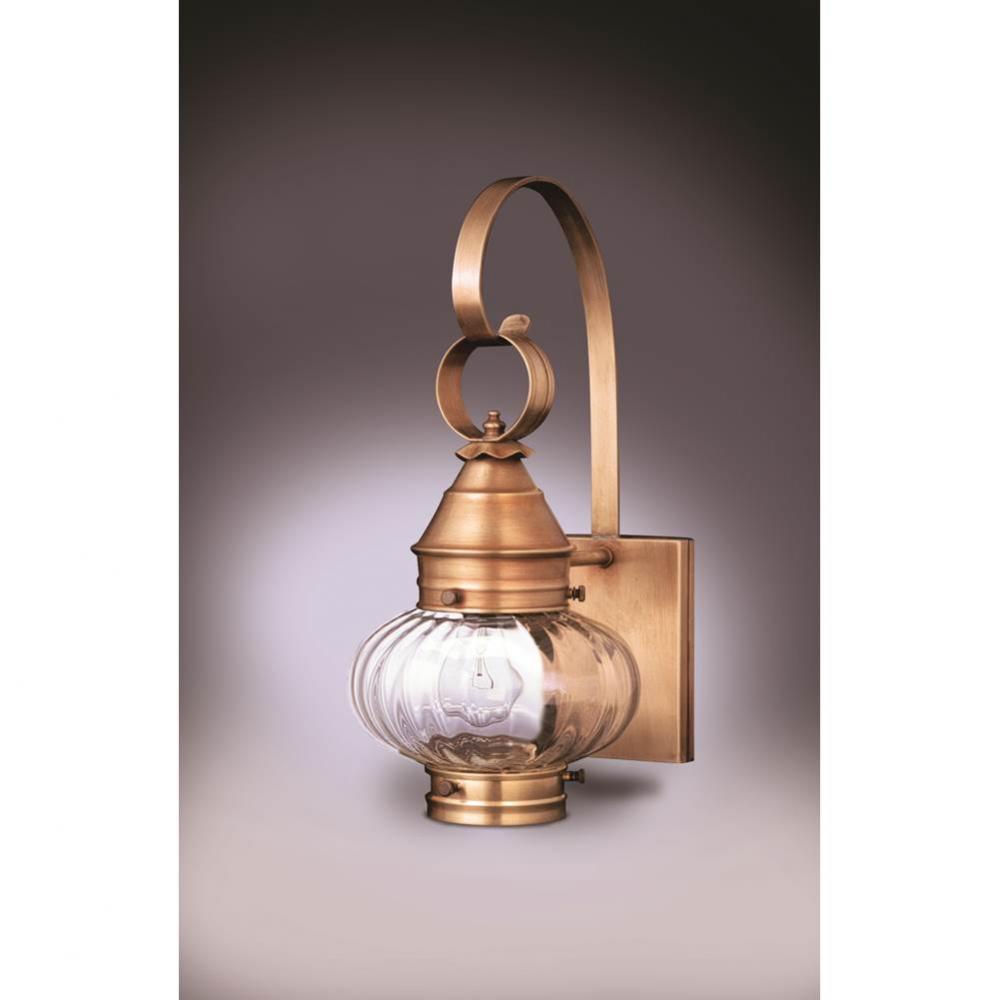 Onion Wall No Cage Antique Brass Medium Base Socket Optic Glass