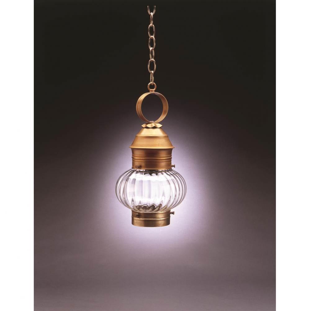 Onion Hanging No Cage Verdi Gris Medium Base Socket Optic Glass