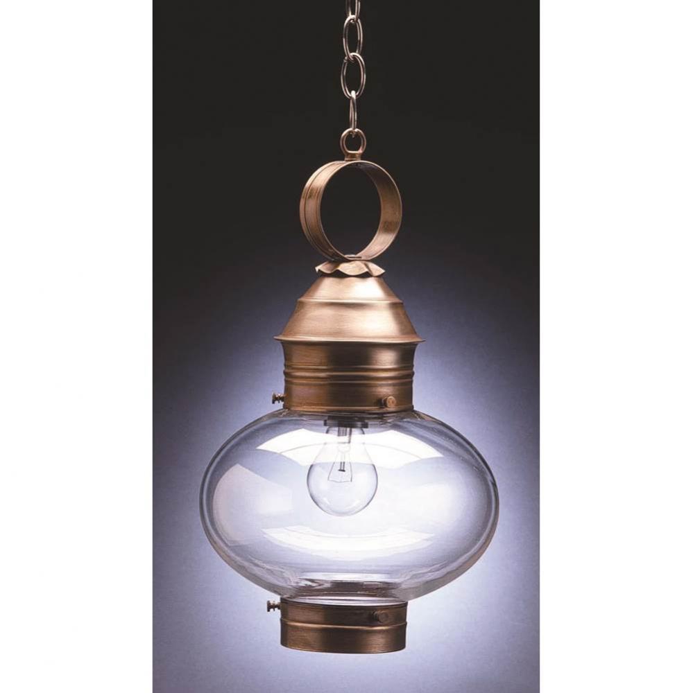 Onion Hanging No Cage Antique Brass Medium Base Socket Clear Glass
