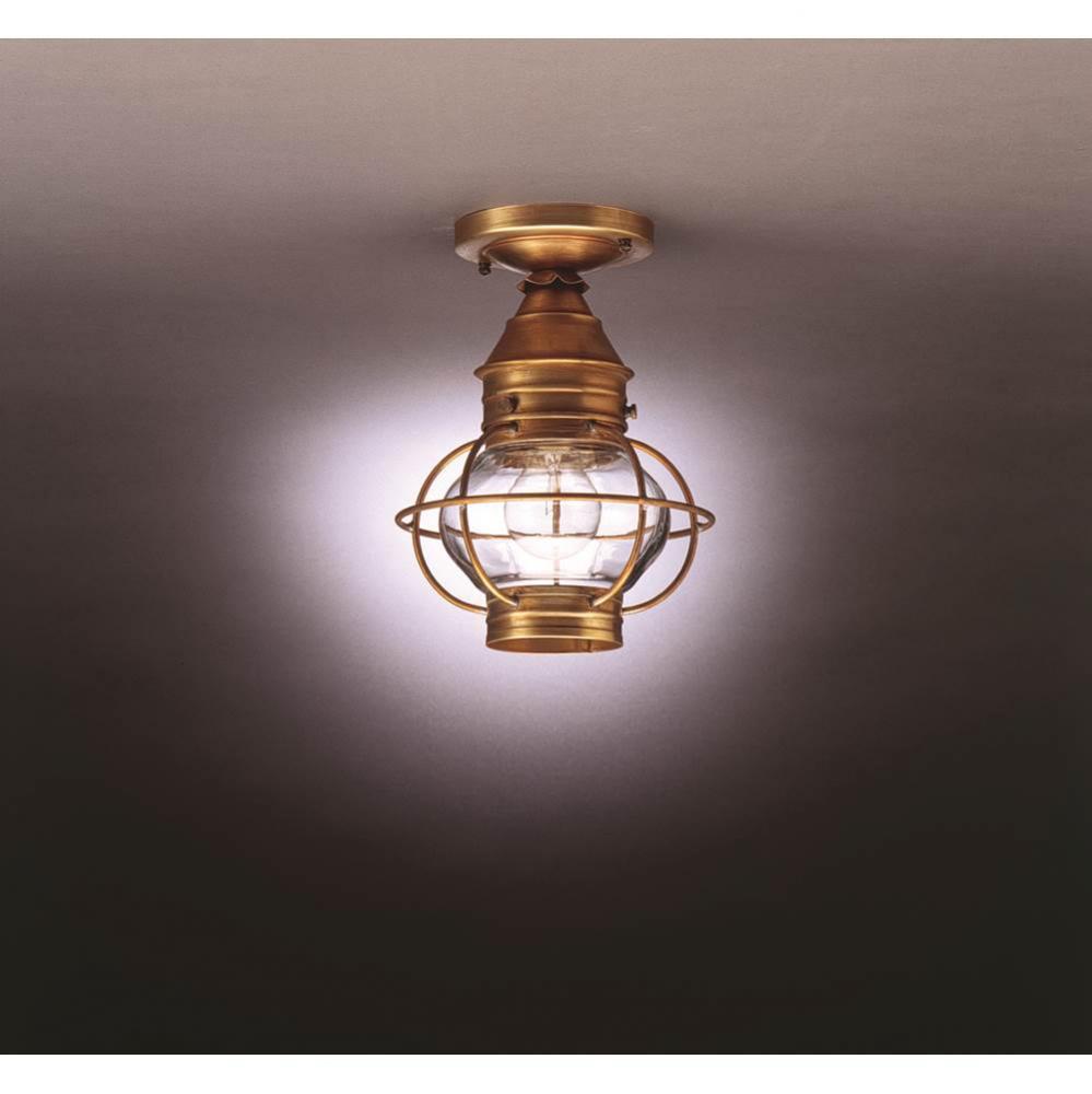 Caged Onion Flush Verdi Gris Medium Base Socket Clear Glass