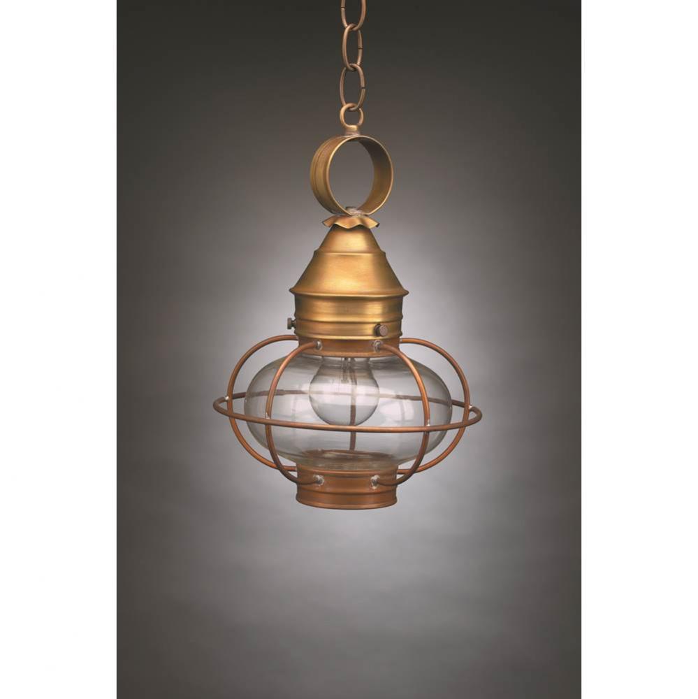 Caged Onion Hanging Verdi Gris Medium Base Socket Clear Glass