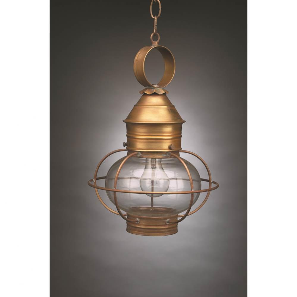 Caged Onion Hanging Dark Brass Medium Base Socket Clear Glass