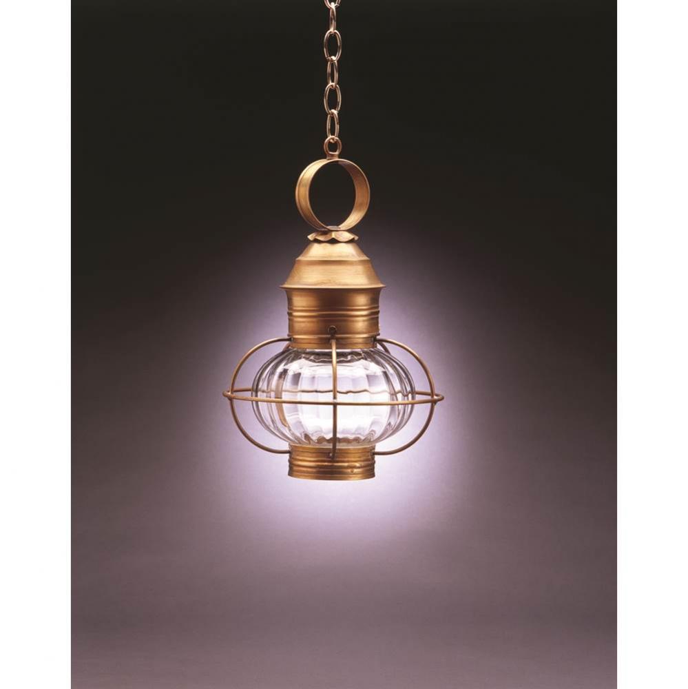 Caged Onion Hanging Dark Brass Medium Base Socket Optic Glass