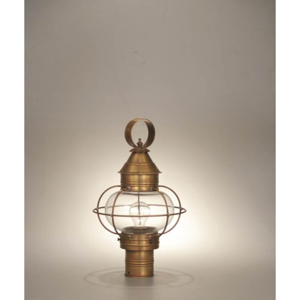 Caged Onion Post Dark Brass Medium Base Socket Clear Glass