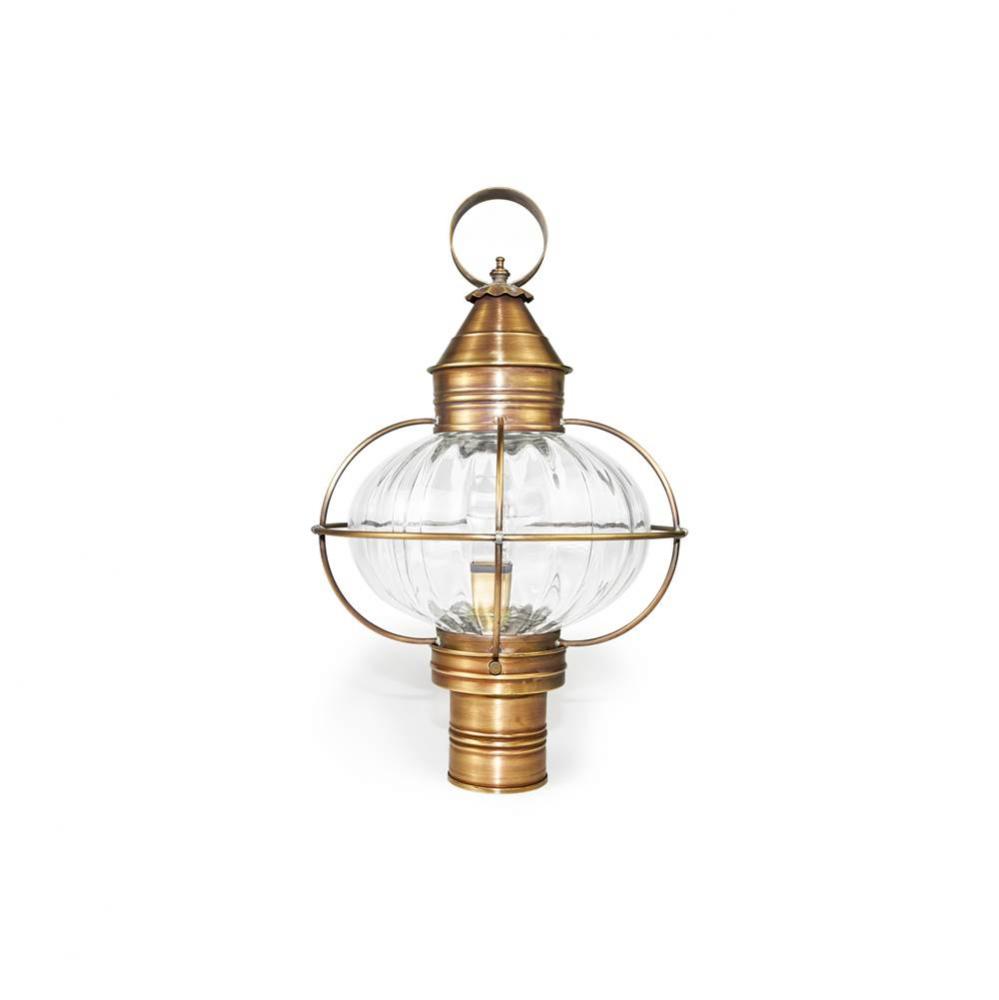 Caged Onion Post Antique Brass Medium Base Socket Optic Glass