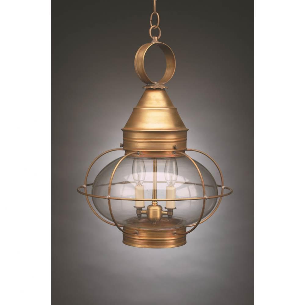 Caged Onion Hanging Verdi Gris 2 Candelabra Sockets Clear Glass
