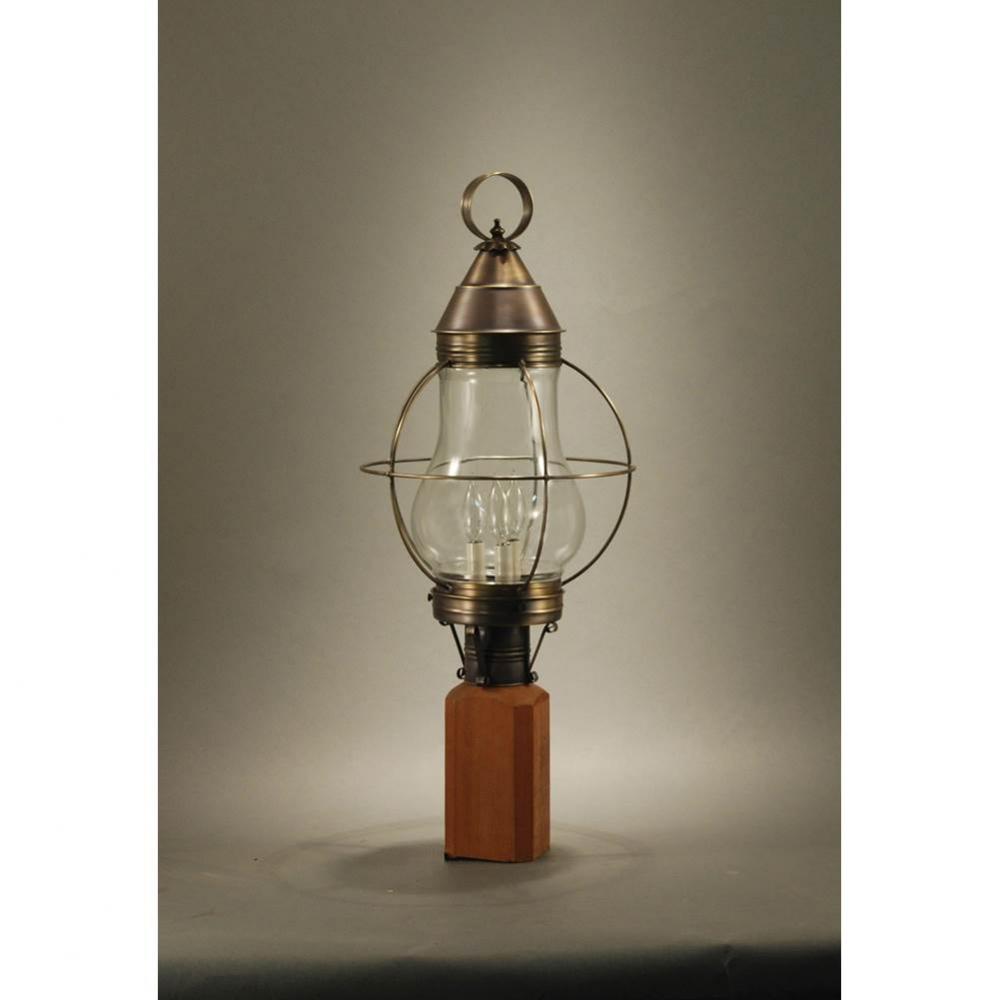 Caged Pear Post Dark Brass 3 Candelabra Sockets Clear Glass