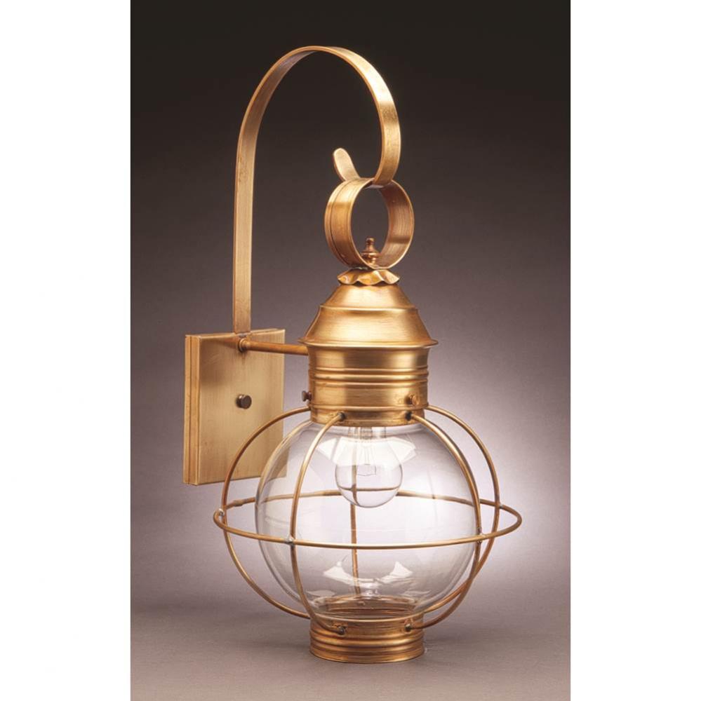 Caged Round Wall Verdi Gris Medium Base Socket Clear Glass