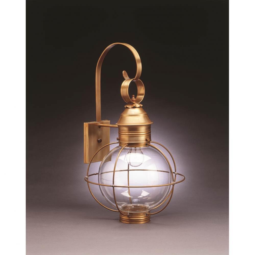 Caged Round Wall Dark Brass Medium Base Socket Clear Glass