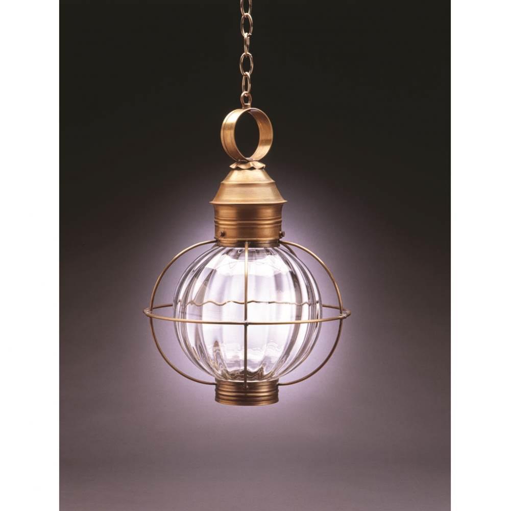 Caged Round Hanging Dark Brass Medium Base Socket Optic Glass