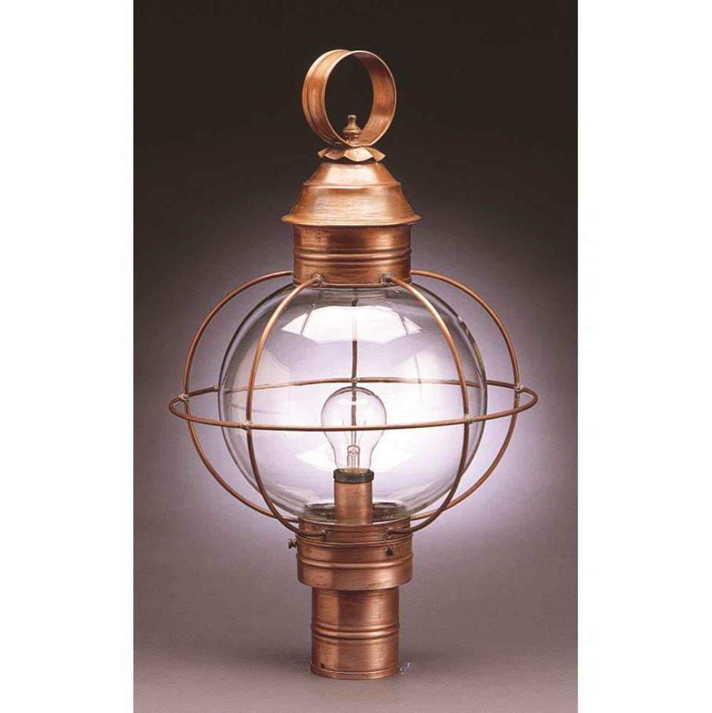 Caged Round Post Dark Antique Brass Medium Base Socket Clear Glass