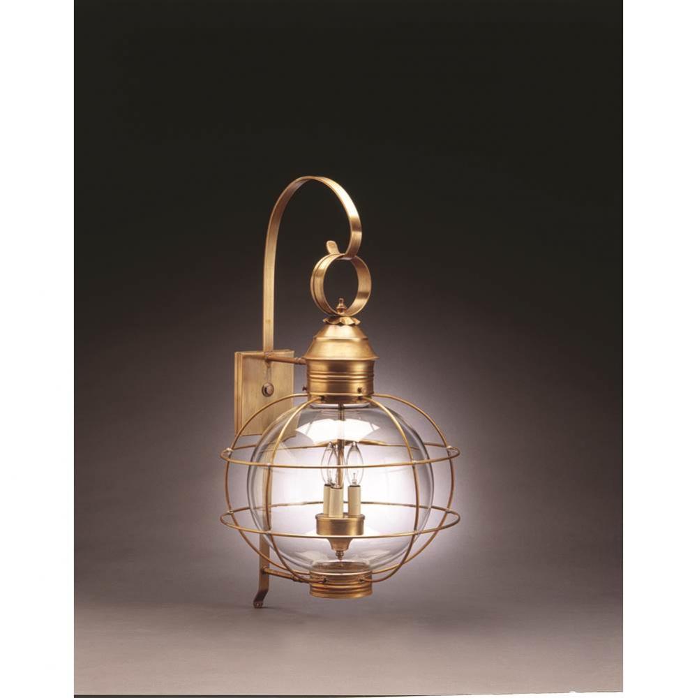 Caged Round Wall Verdi Gris 3 Candelabra Sockets Clear Glass