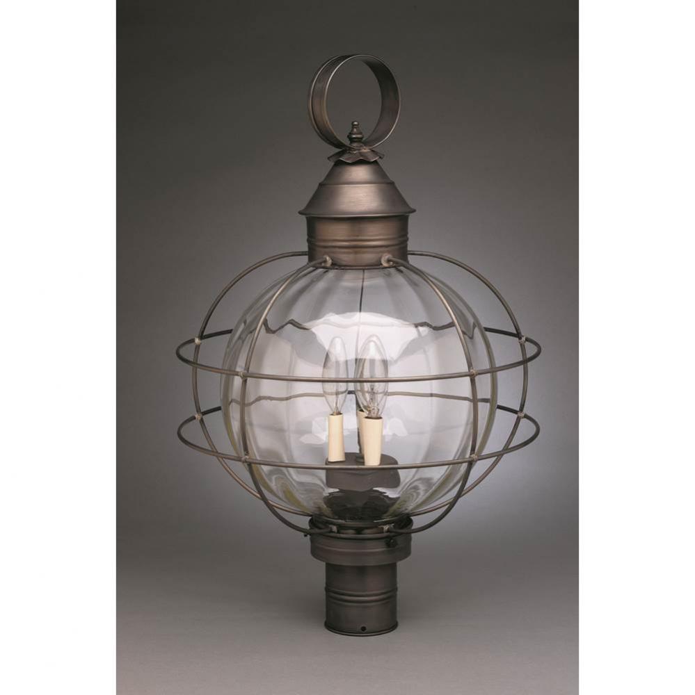 Caged Round Post Verdi Gris 3 Candelabra Sockets Optic Glass