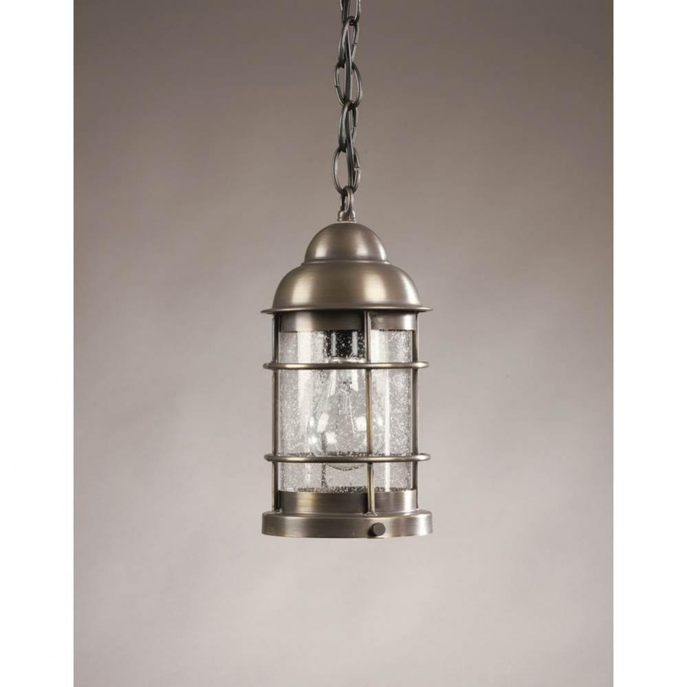 Nautical Hanging Dark Brass Medium Base Socket Clear Seedy Glass
