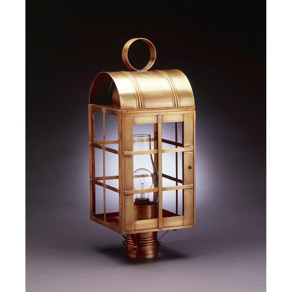 Culvert Top H-Bars Post Verdi Gris Medium Base Socket With Chimney Clear Glass