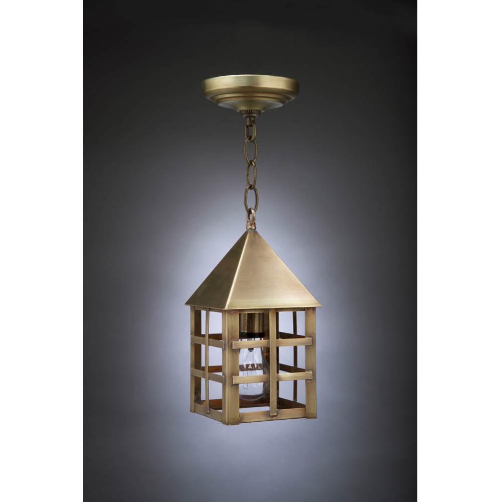 Pyramid Top H-Bars Hanging Dark Brass Medium Base Socket Clear Glass