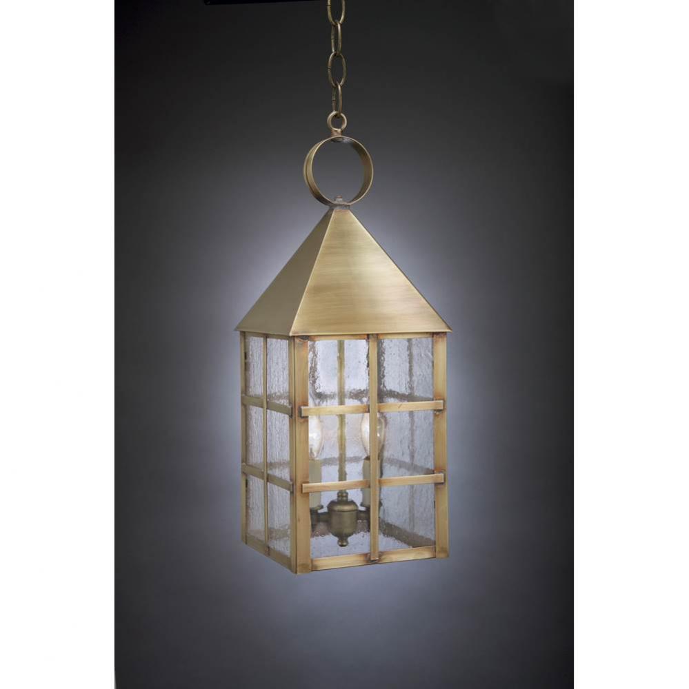 Pyramid Top H-Bars Hanging Verdi Gris 2 Candelabra Sockets Seedy Marine Glass