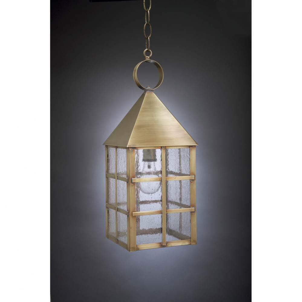 Pyramid Top H-Bars Hanging Dark Antique Brass Medium Base Socket Seedy Marine Glass