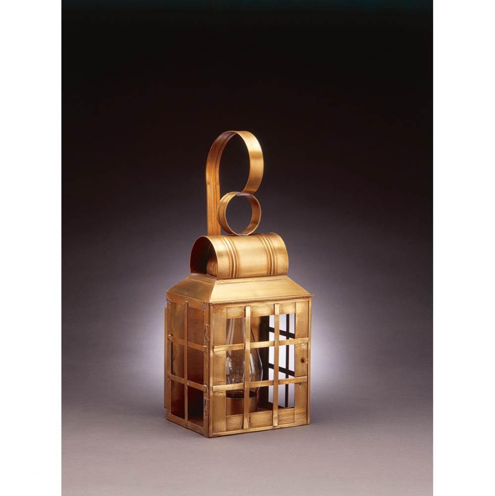 Culvert Top H-Bars Wall Antique Brass Medium Base Socket With Chimney Clear Glass