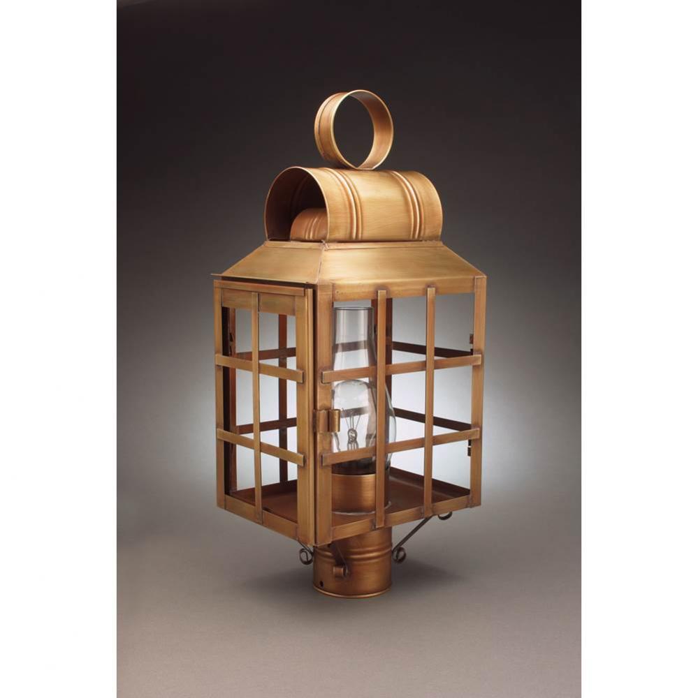 Culvert Top H-Bars Post Verdi Gris Medium Base Socket With Chimney Clear Glass