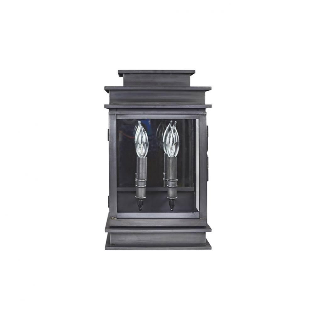 Wall Verdi Gris 2 Candelabra Sockets Clear Glass Plain Mirror