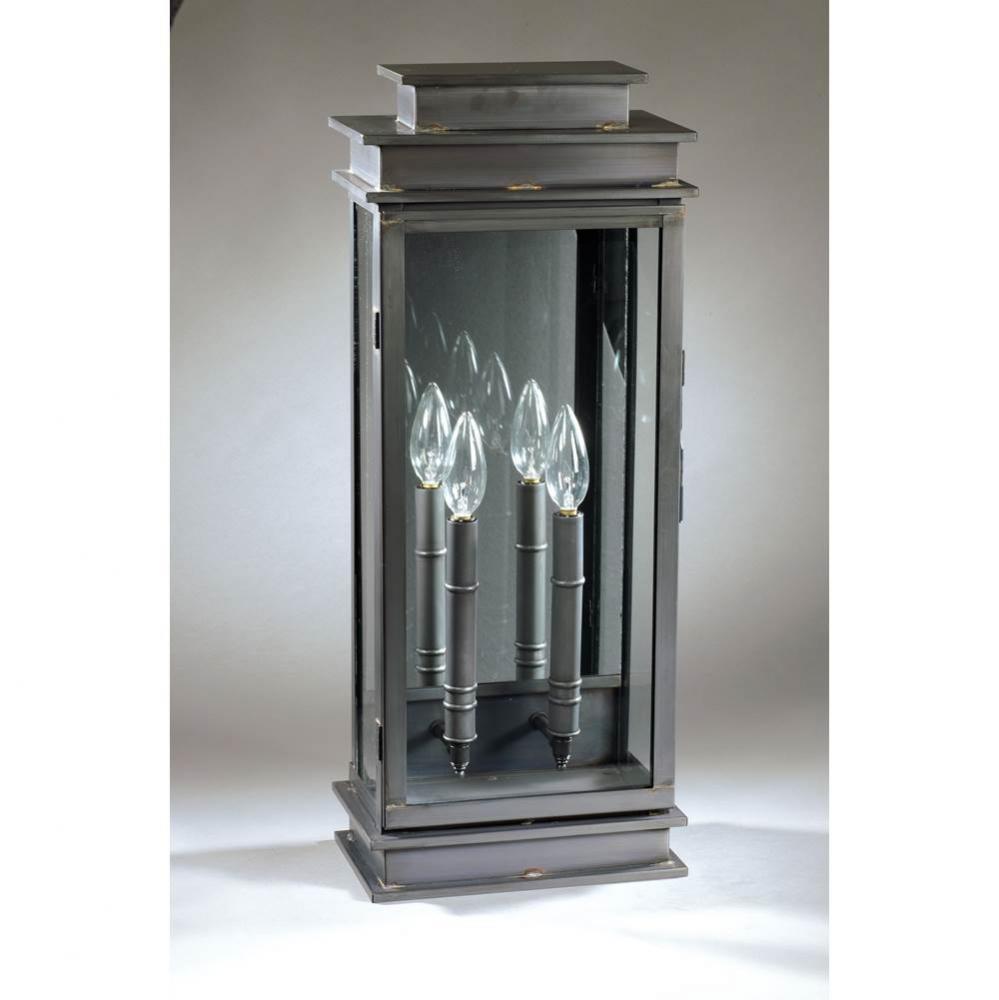 Wall Dark Brass 2 Candelabra Sockets Clear Glass Plain Mirror