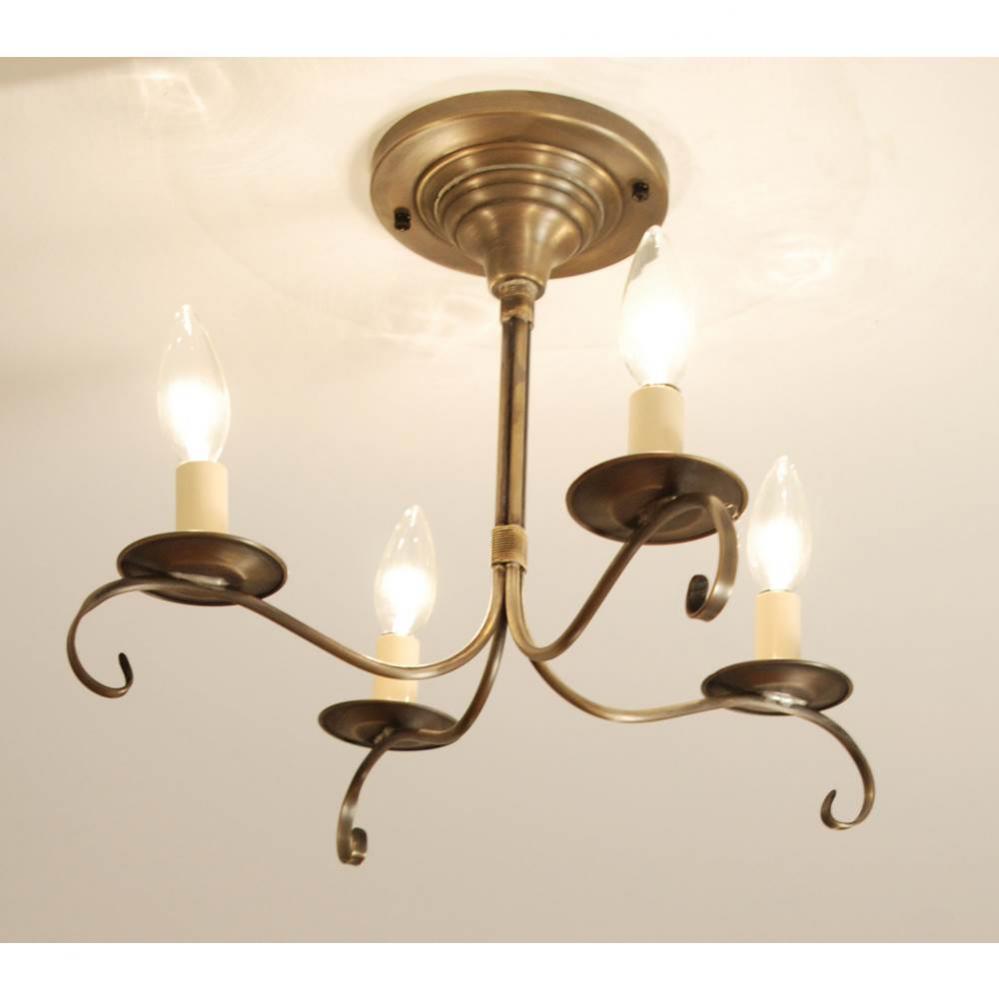 Flush S-Arms With Curl Dark Antique Brass 4 Candelabra Sockets