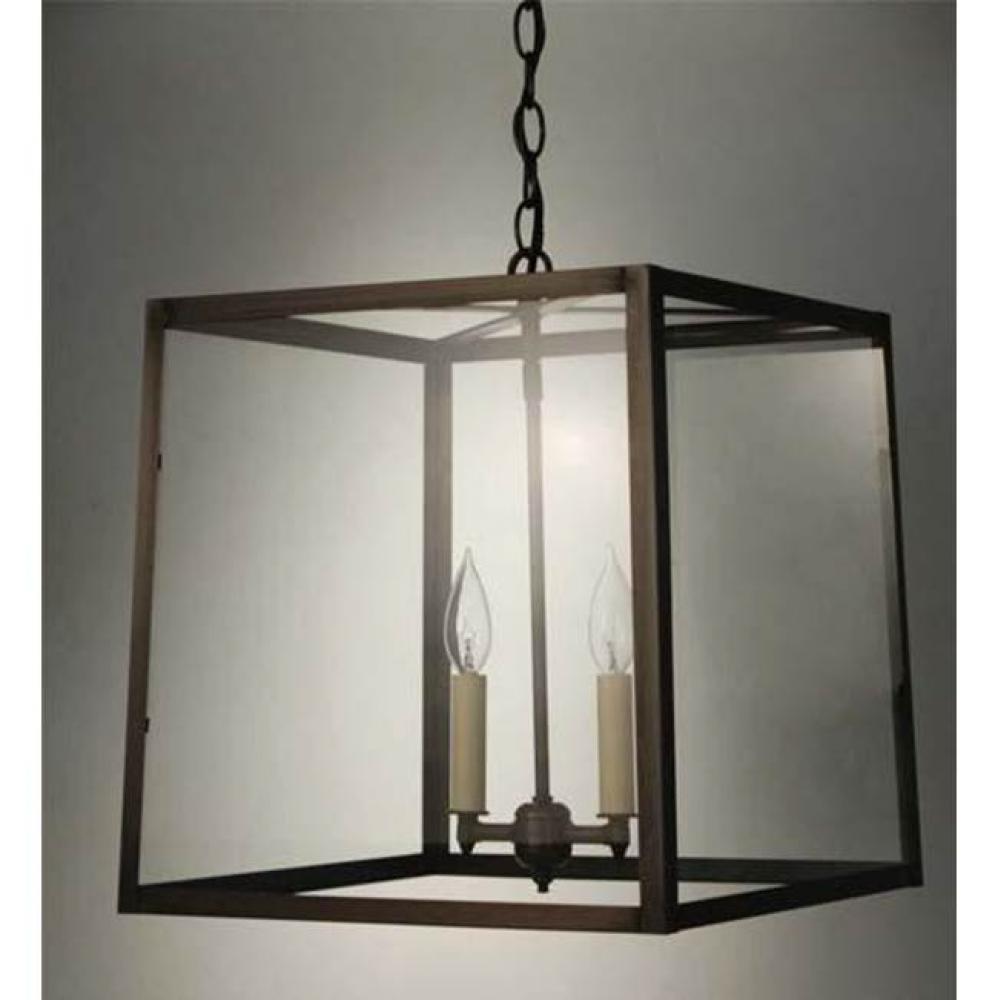 Square Trapezoid Hanging Dark Antique Brass 2 Candelabra Sockets Seedy Marine Glass