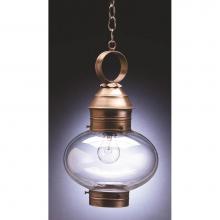 Northeast Lantern 2042-AB-MED-CLR - Onion Hanging No Cage Antique Brass Medium Base Socket Clear Glass