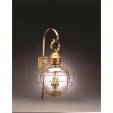 Northeast Lantern 2851-VG-LT3-CLR - Caged Round Wall Verdi Gris 3 Candelabra Sockets Clear Glass
