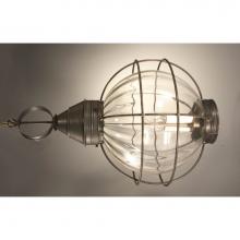 Northeast Lantern 2862-AB-LT3-OPT - Caged Round Hanging Antique Brass 3 Candelabra Sockets Optic Glass