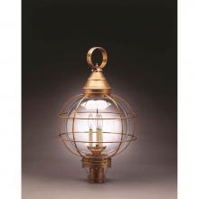 Northeast Lantern 2863-AB-LT3-CLR - Caged Round Post Antique Brass 3 Candelabra Sockets Clear Glass