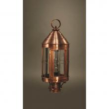 Northeast Lantern 3333-VG-CIM-CLR - Cone Top Post Verdi Gris Medium Base Socket With Chimney Clear Glass