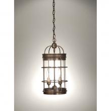 Northeast Lantern 3542-VG-LT2-CLR - Hanging Cylinder Verdi Gris 2 Candelabra Sockets Clear Glass