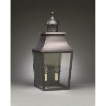 Northeast Lantern 5541-DAB-LT2-CSG - Pagoda Wall Dark Antique Brass 2 Candelabra Sockets Clear Seedy Glass