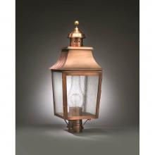 Northeast Lantern 5543-VG-CIM-CSG - Pagoda Post Verdi Gris Medium Base Socket With Chimney Clear Seedy Glass
