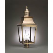 Northeast Lantern 5553-VG-CIM-CLR - Pagoda Post Verdi Gris Medium Base Socket With Chimney Clear Glass
